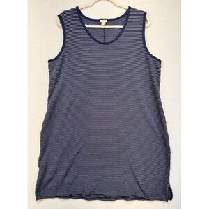 J. Crew Women's Striped Sleeveless Dress L Navy & White Cotton Blend